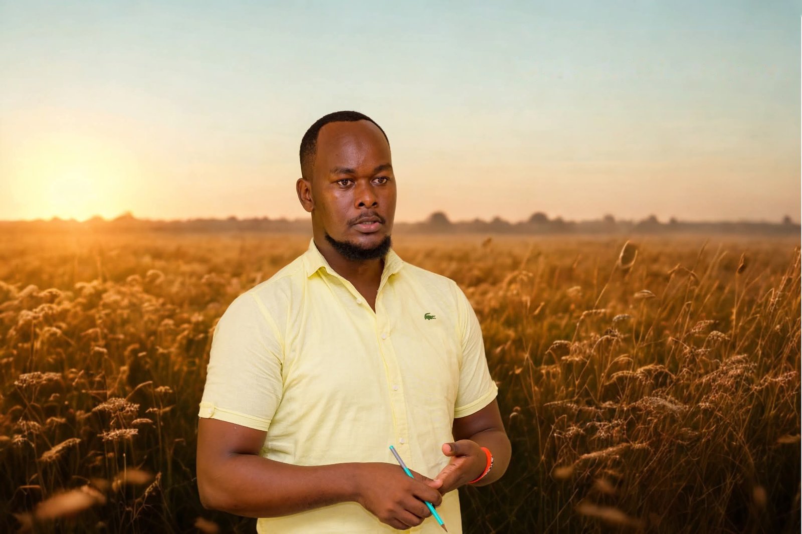 Njuguna Hilary standing in a golden field